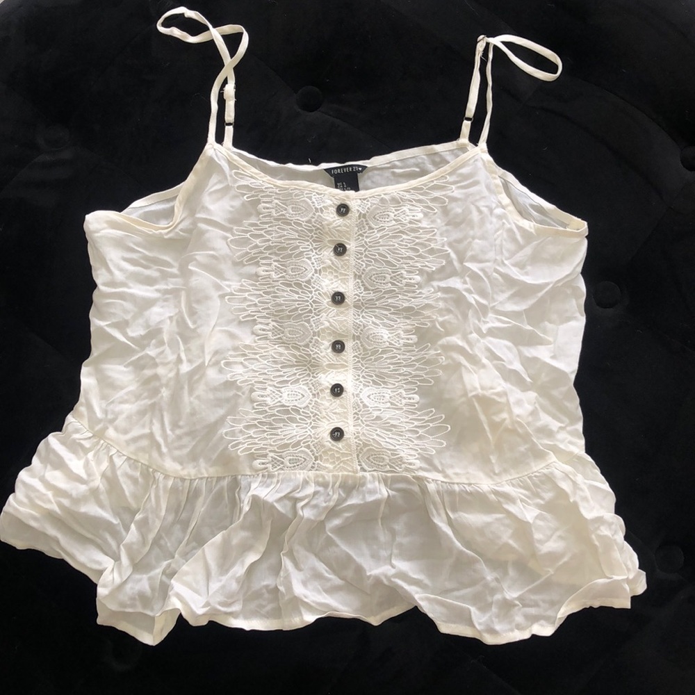 Forever 21 white lace glowy shirt